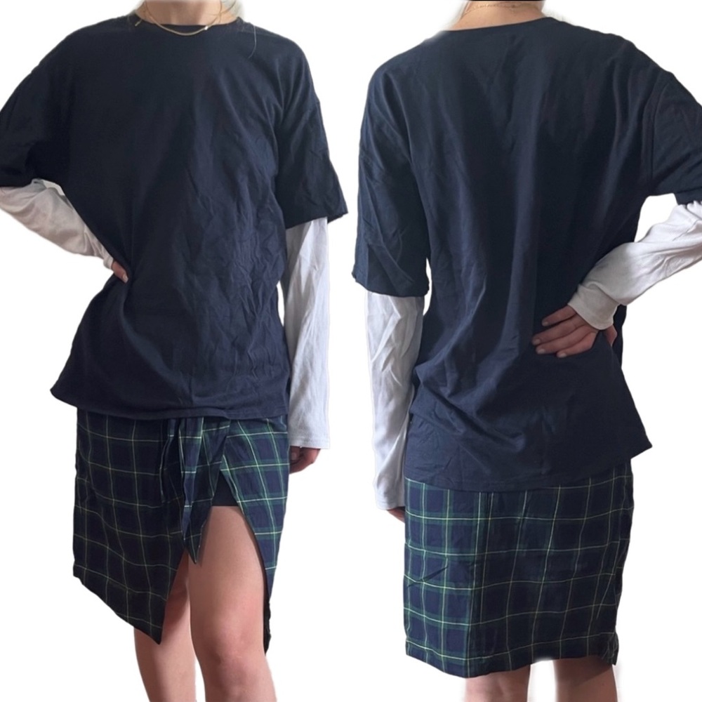 J.O.A. Los Angeles High Waist Plaid Tartan Midi Wrap Tie Pencil Skirt - XS / S - Picture 11 of 16